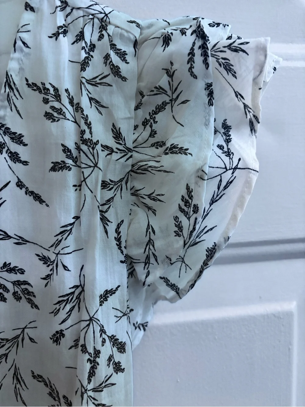 a new day White Midi Dress with Black Floral Motif